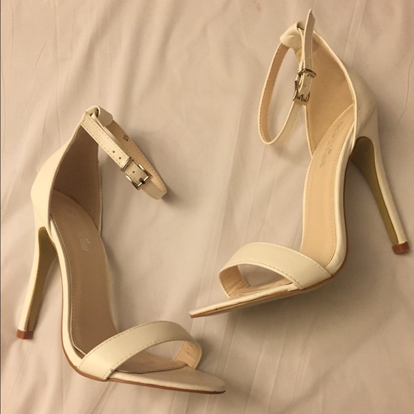 White strap stiletto heels