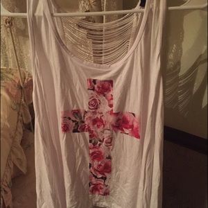 ADORABLE CROSS FLORAL TOP