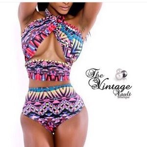 HighWaist Aztec print 2pc Set (NEW)