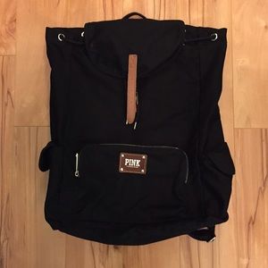VS Pink drawstring black backpack