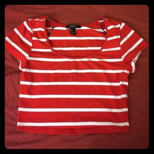Red & White Crop Top