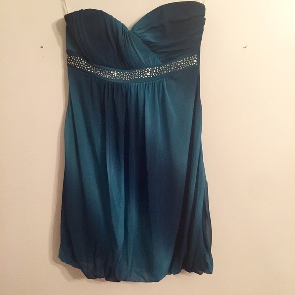 Teal ombré strapless party dress - Picture 1 of 1