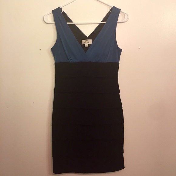 Teal & black v-neck dress - Picture 1 of 1
