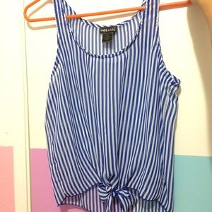 BLUE STRIPED TIE BOTTOM TOP