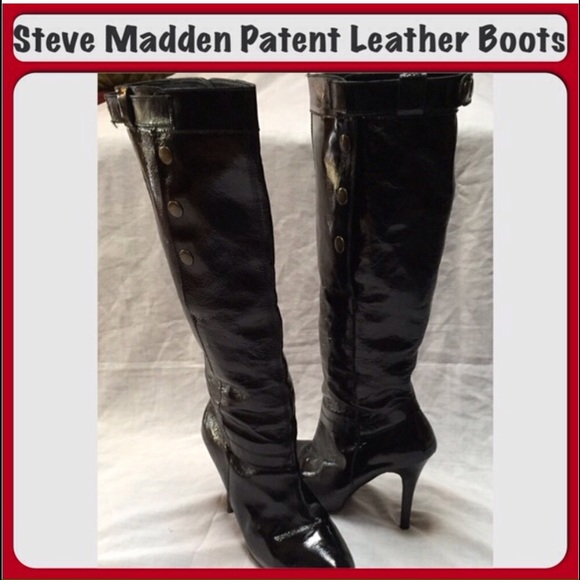Steve Madden Black Patent Boots  (Take 25% off) - Picture 4 of 4