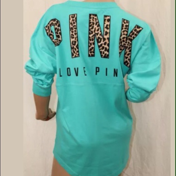 Victoria's Secret PINK pullover Aqua and cheetah