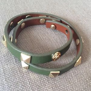 Stella & Dot Pyramid Double Wrap Leather Bracelet