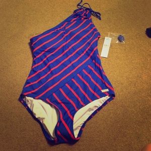 DKNY One piece off the shoulder bathing suit