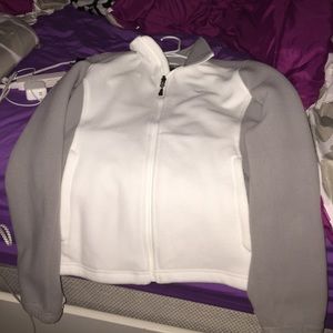 White and gray Northface