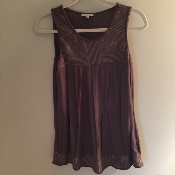 Anthropologie Bordeaux Grecian grey & gold top