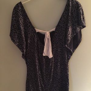 Splendid navy blue floral off the shoulder top