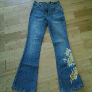 Ladies/Juniors Embroidered Denim Bellbottom Jeans