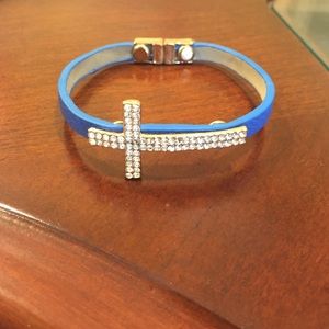 Royal blue magnetic cross bracelet