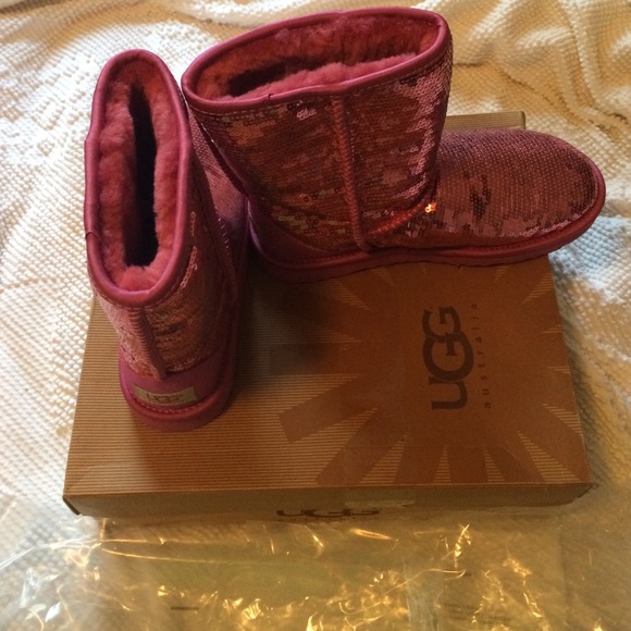 Pink sparkling sequin UGG boots.