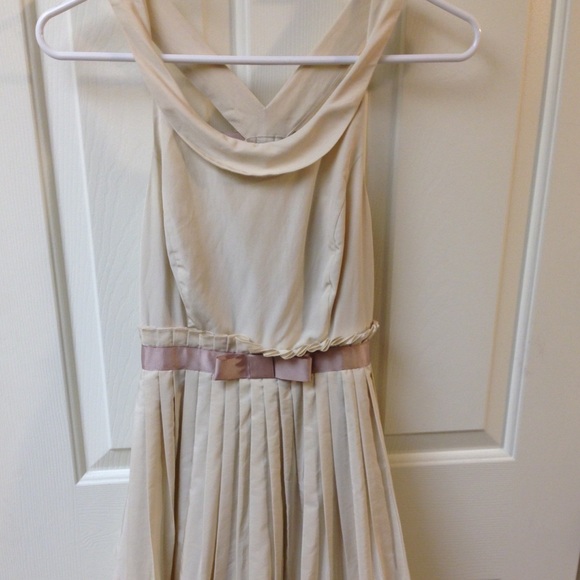 RESERVED Anthropologie cream pleated dress