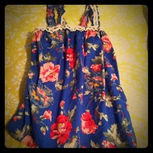 Anthropologie baby doll tank top shirt floral xs