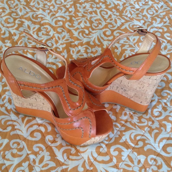 Final sale!!!!!  Aldo's orange/cork Wedges