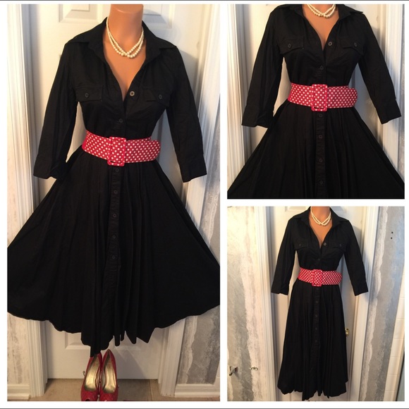 Vintage 1980 Carole Little Black Circle Dress Sz6