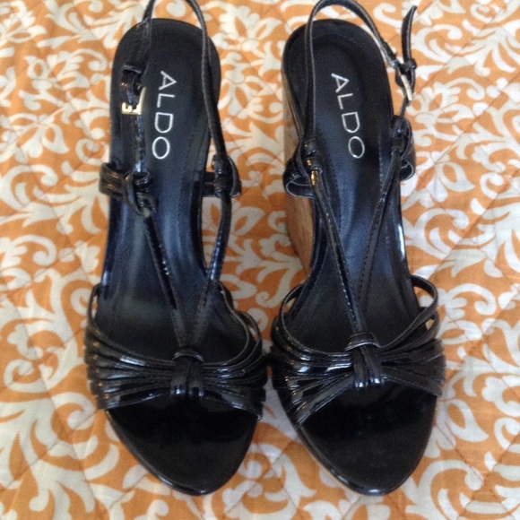 ALDO Black/Cork Wedges