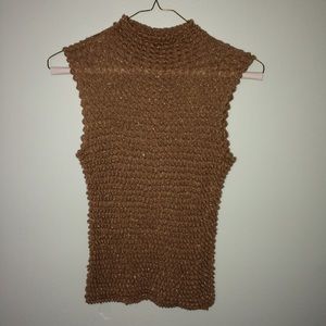 90's ruffled sparkle turtleneck tank