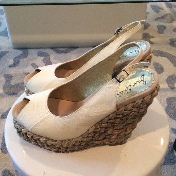 open toe white leather platform espadrilles - Picture 1 of 4