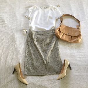 Grey/silver Lace Pencil Skirt