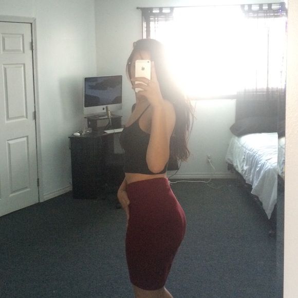 Burgundy Pencil Skirt - Picture 2 of 4
