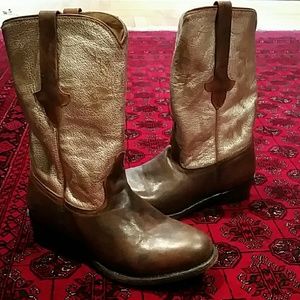 ASH NIB distressed metallic Cowboy boots