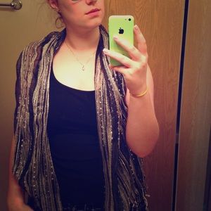 Black & white glitter shawl