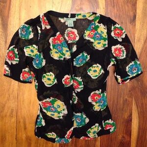 Anthropologie silk floral blouse