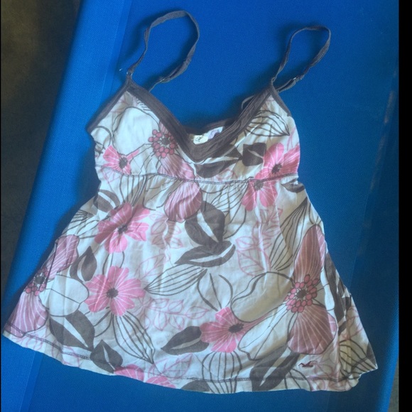 Hollister brown and pink floral tank