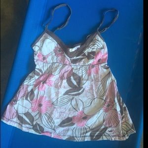Hollister brown and pink floral tank