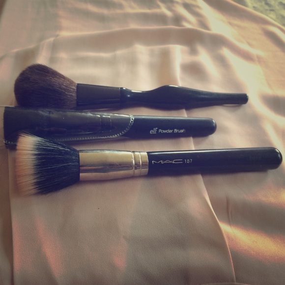 MAC 187, Sonia Kashuk powder, ELF flat top brushes