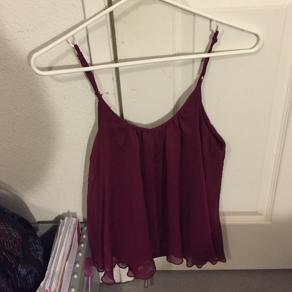 Express burgundy spaghetti strap blouse - Picture 2 of 2