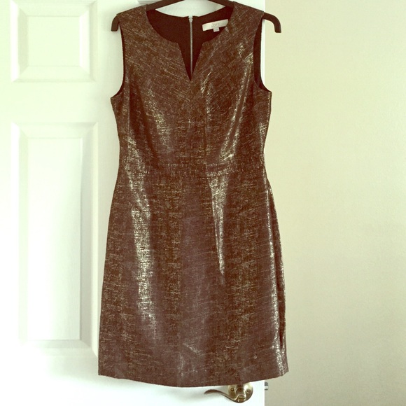 LOFT ann Taylor brown and gold dress, size 8