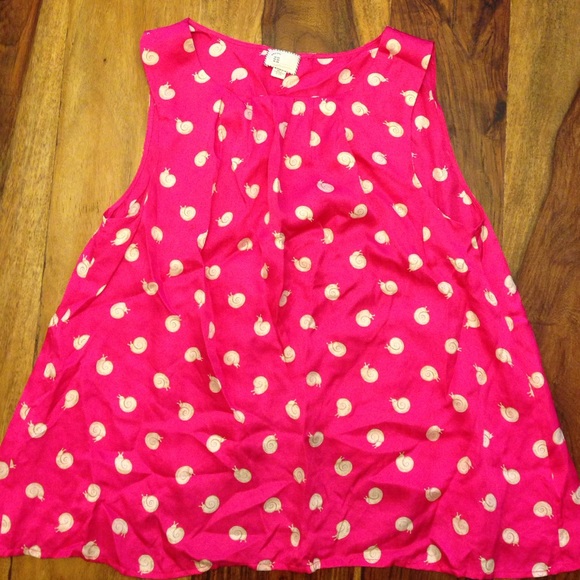 Anthropologie whimsical hot pink snail blouse