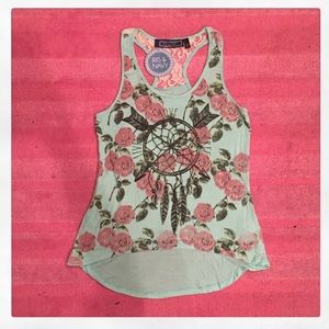 XL Anthropologie Iris & Navy Tank Top Mint Aqua