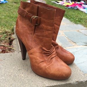 Brown leather boots