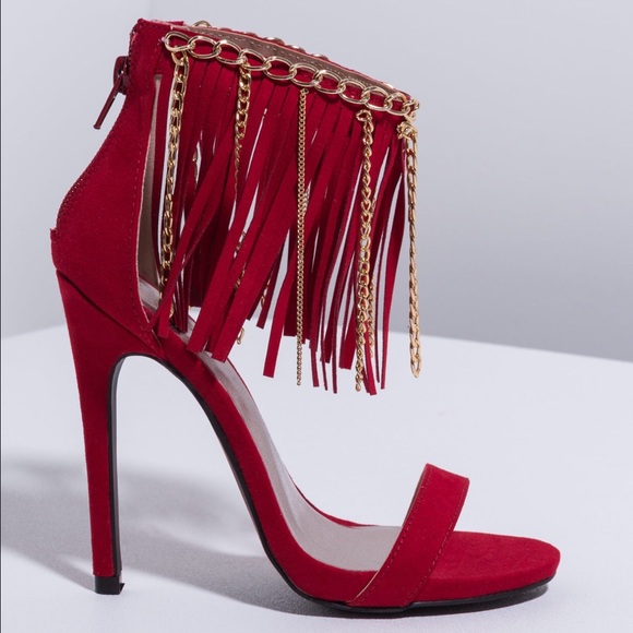Red Fringe Heels