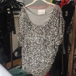 Baggy size S Dolan sequined/jersey/chiffon tee
