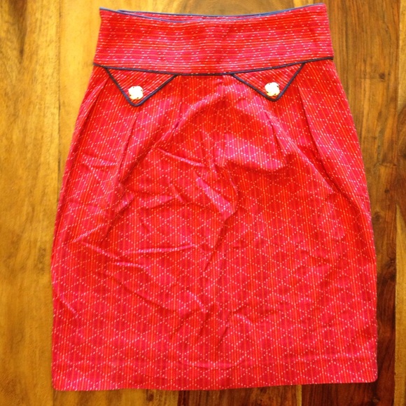 Anthropologie classy red pencil skirt