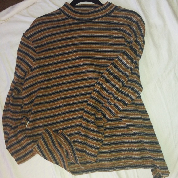 mock neck oversized striped ribbed sweater