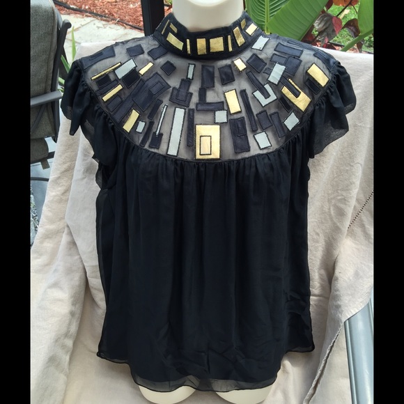 Catherine Malandrino Tops - SOLD Catherine Malanddrino silkie black top