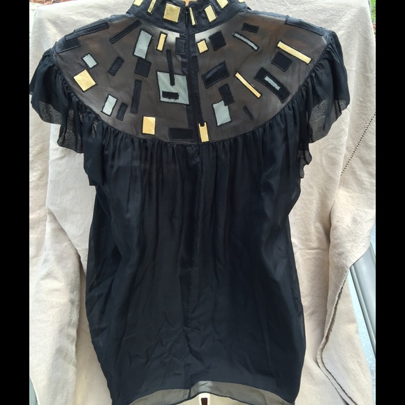 SOLD Catherine Malanddrino silkie black top - Picture 2 of 4