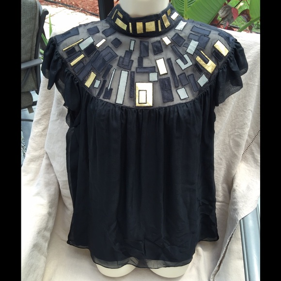 SOLD Catherine Malanddrino silkie black top - Picture 3 of 4