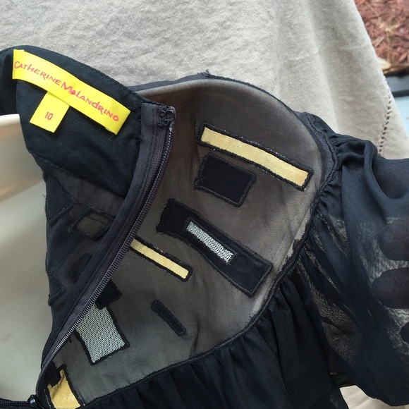 SOLD Catherine Malanddrino silkie black top - Picture 4 of 4