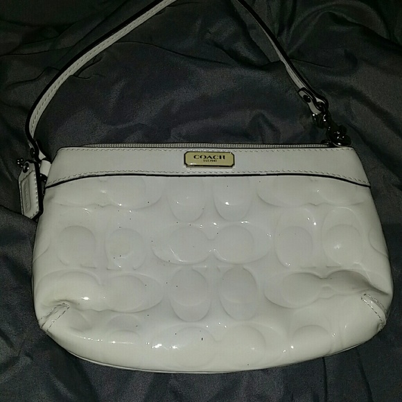 White Patent Leather Coach Wristlet