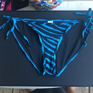 Turquoise and black animal print side tie bikini