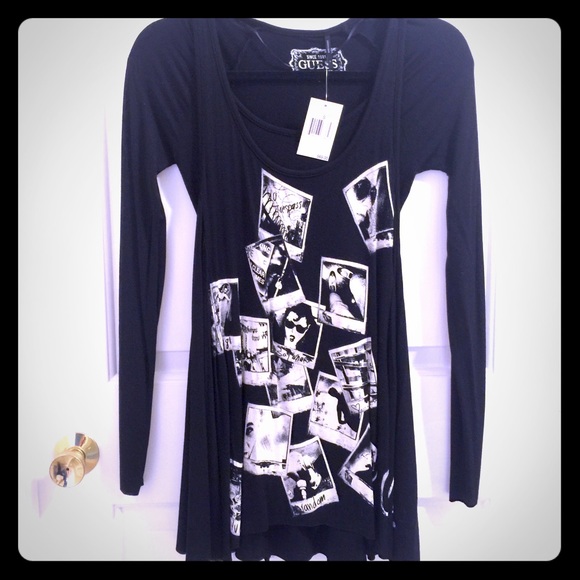 2 layer Guess shirt with flowy outer layer