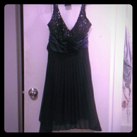 Navy Blue Sequined Speechless Halter Dress